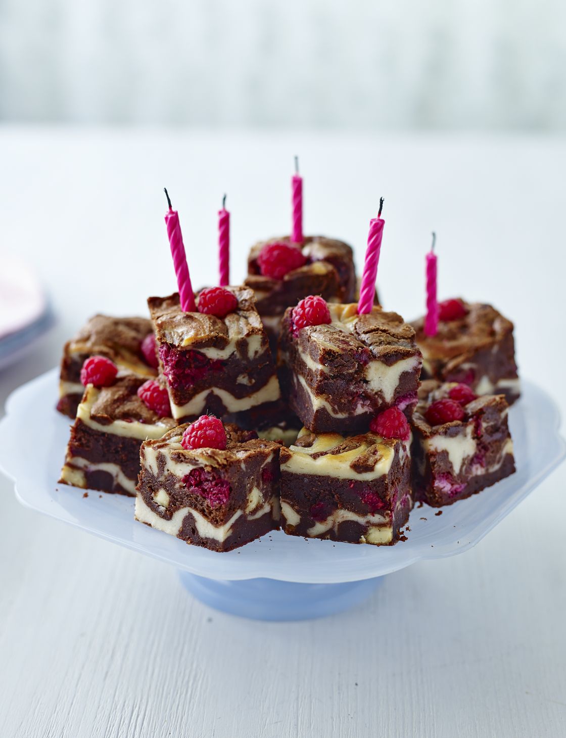 Raspberry & white chocolate celebration brownies Sainsbury's Magazine